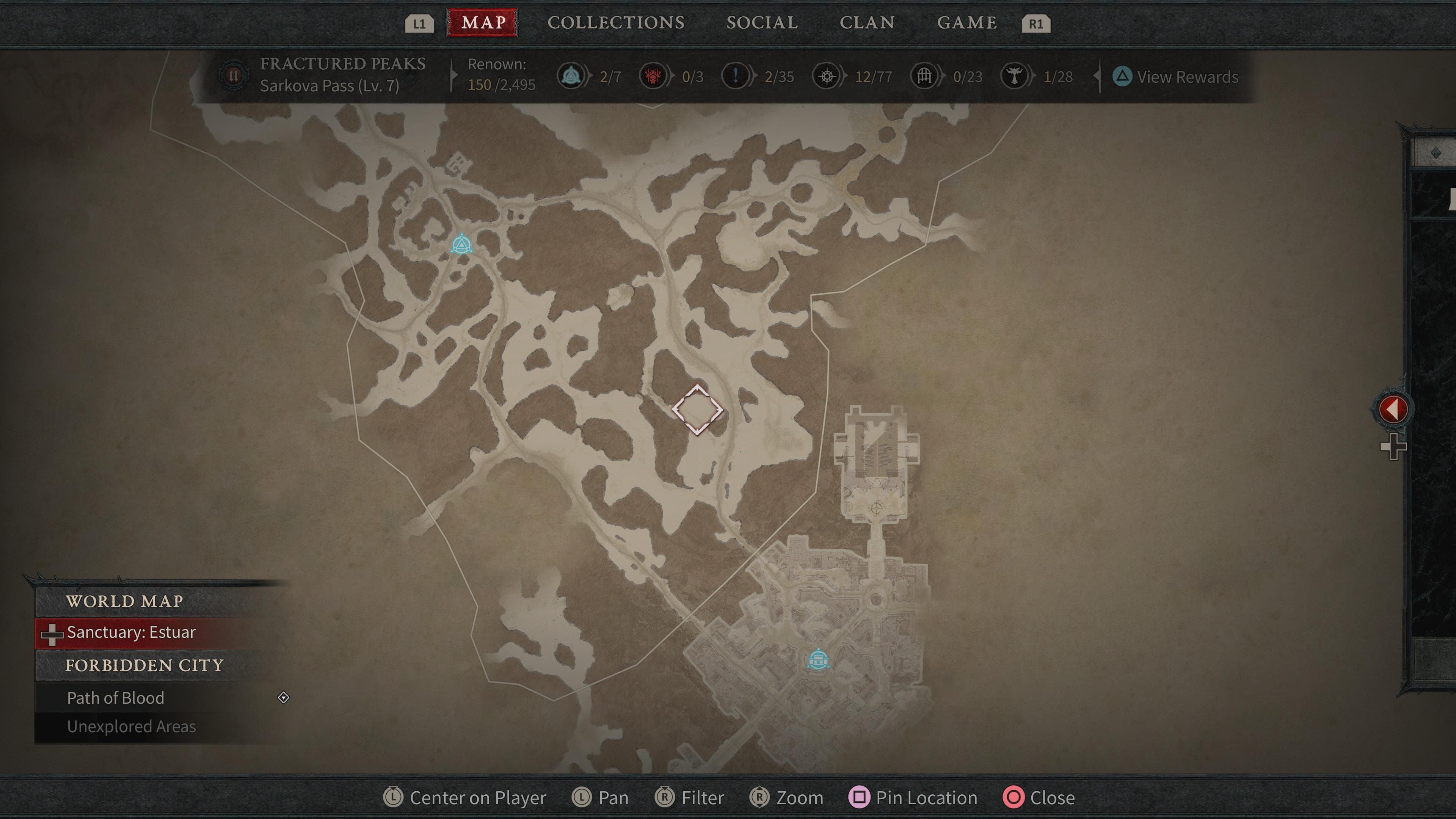 Diablo 4 map outside of Sanctuary