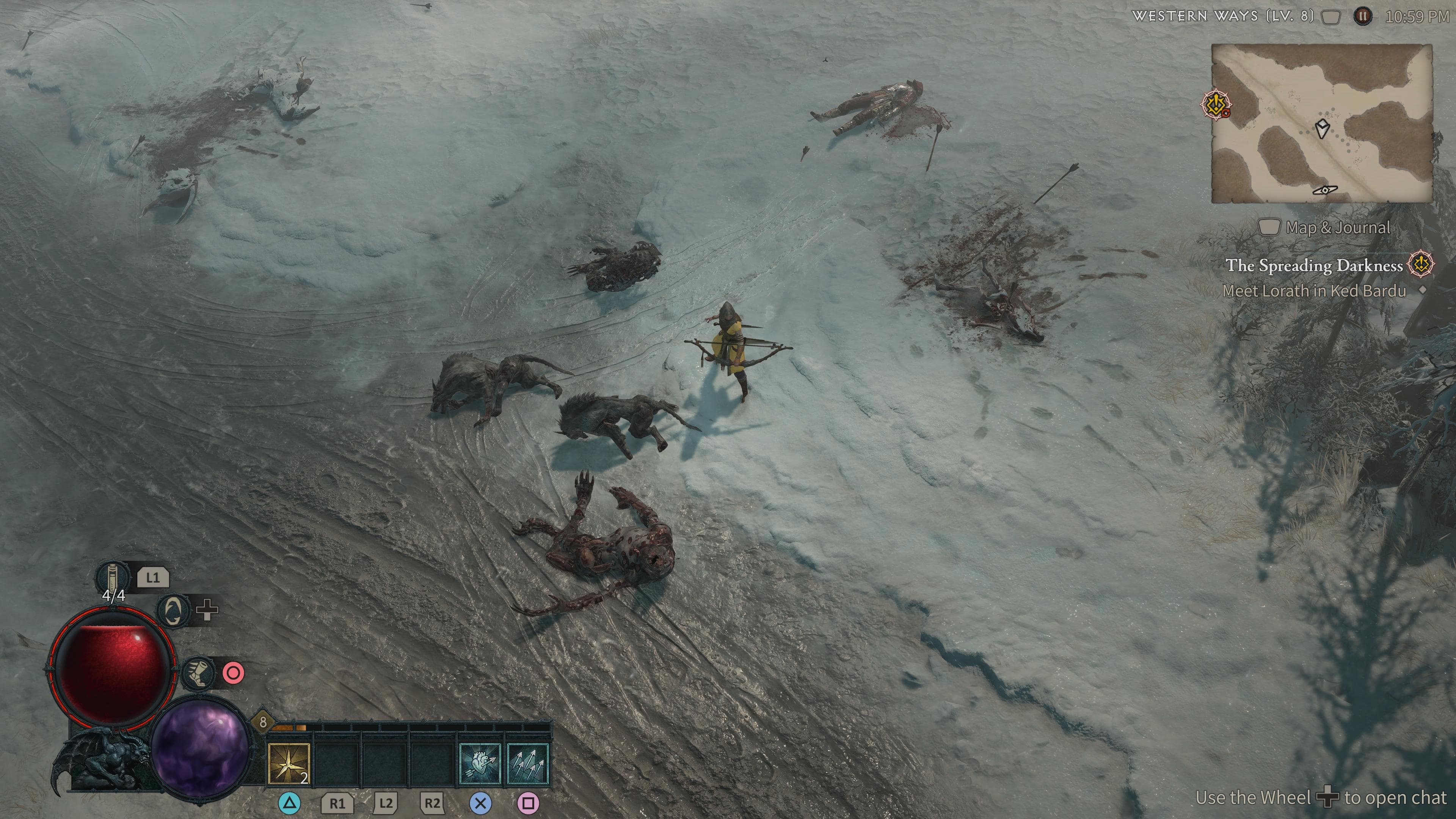 Diablo 4 Rogue with slain wolves