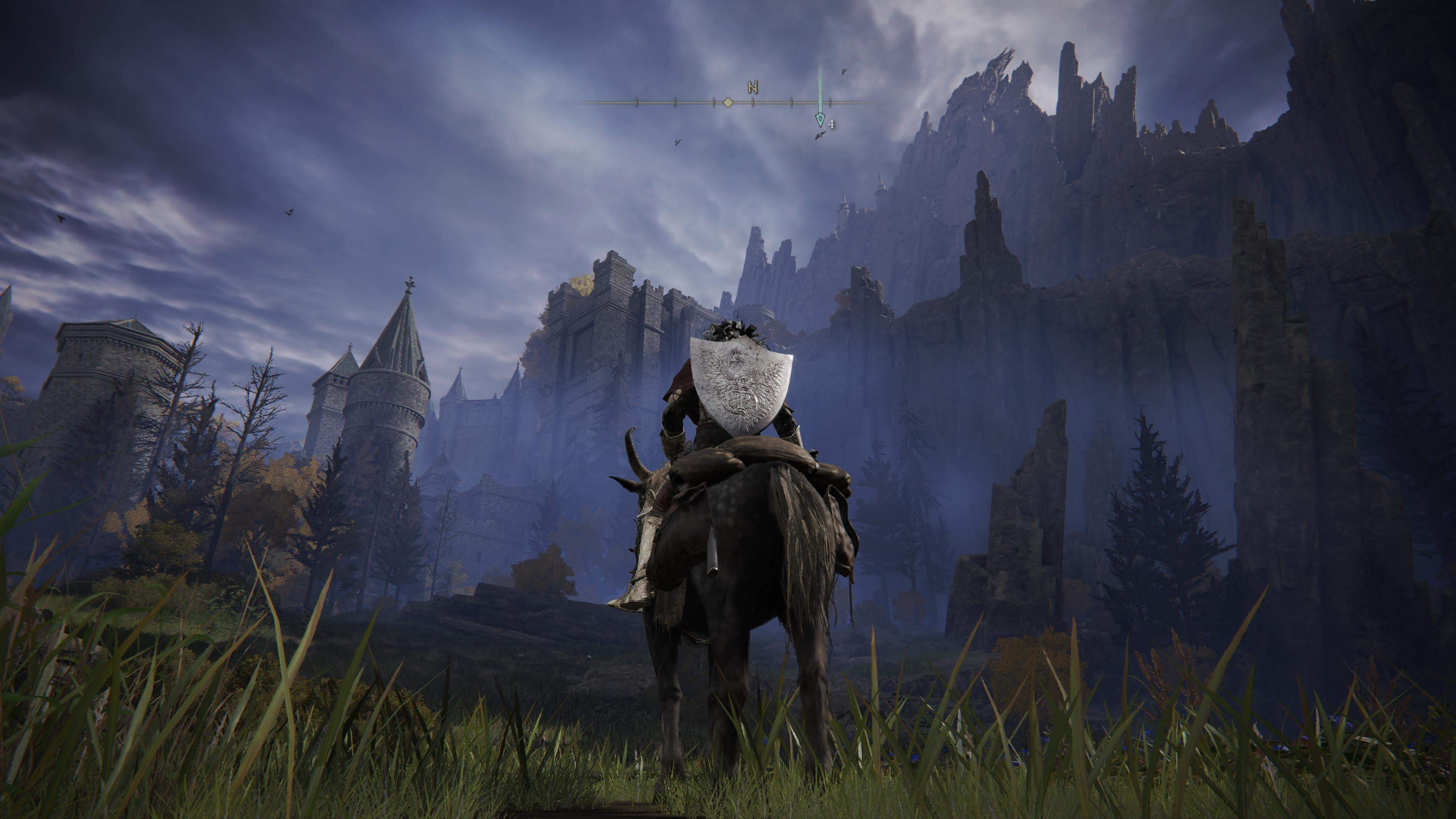 Elden Ring player overlooking the entrance of Stormveil Castle.