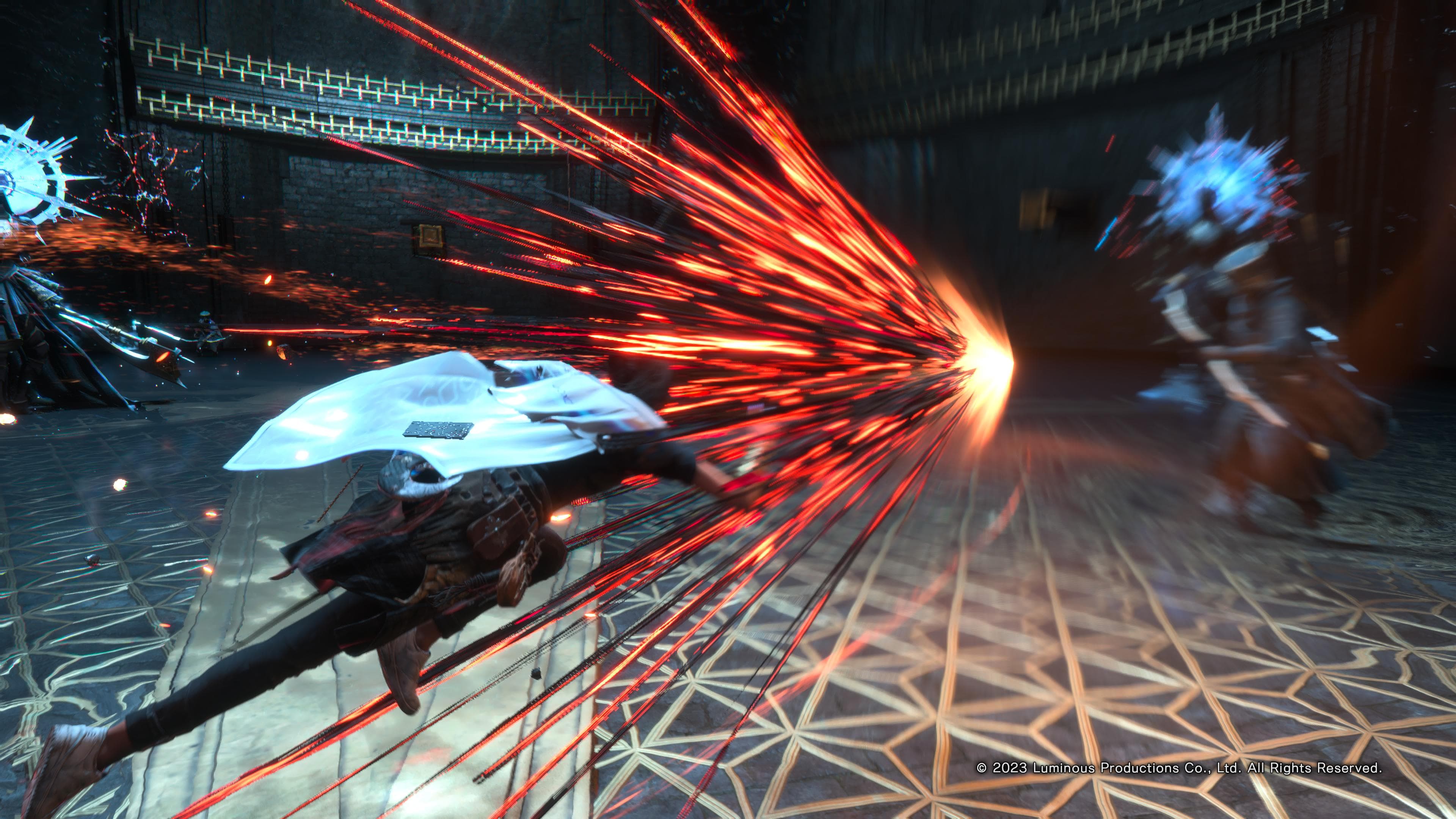 Frey performing a red-magic Charge toward an enemy