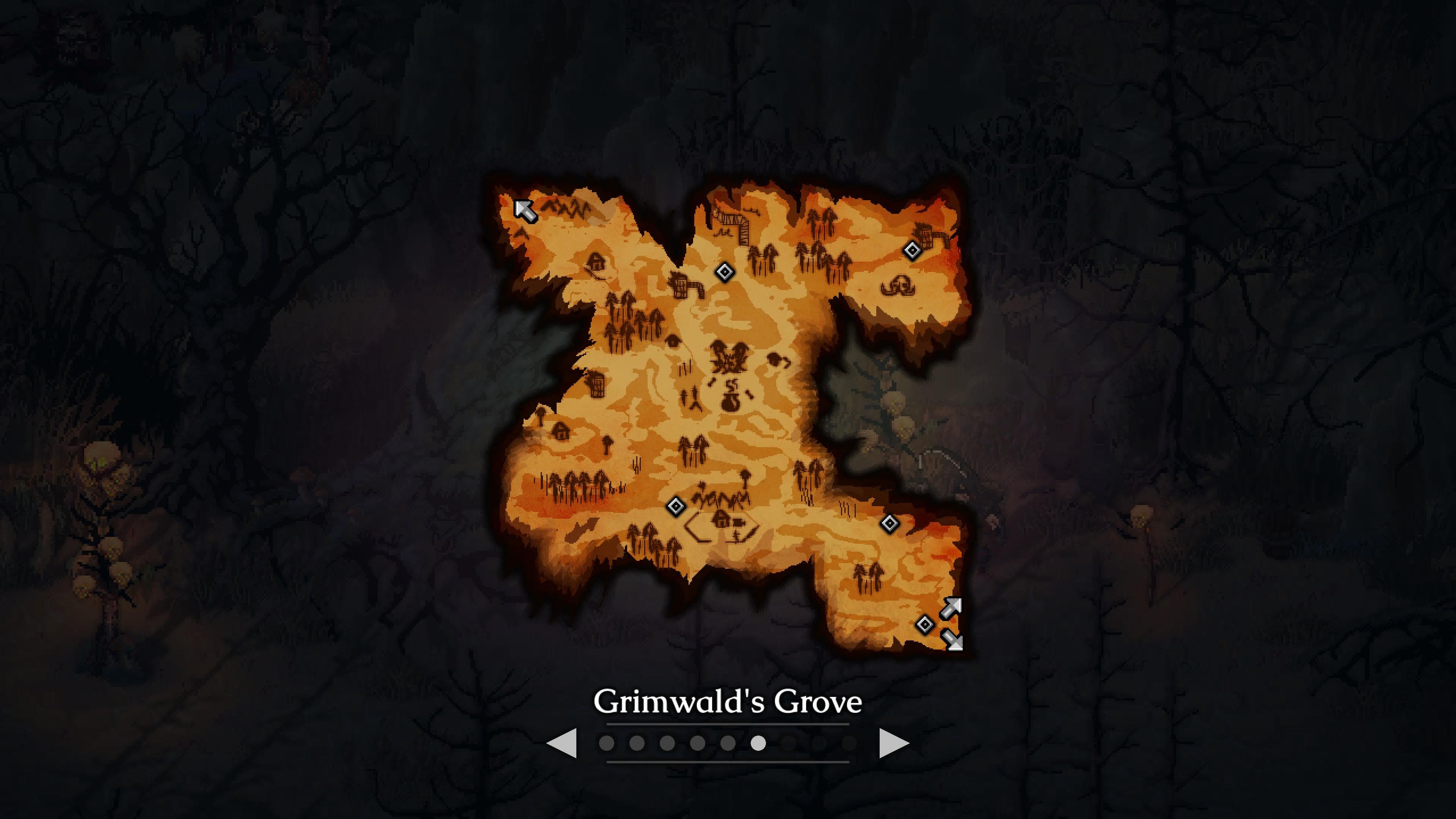 Map of Grimwald's Grove in Morbid: The Seve nAcolytes